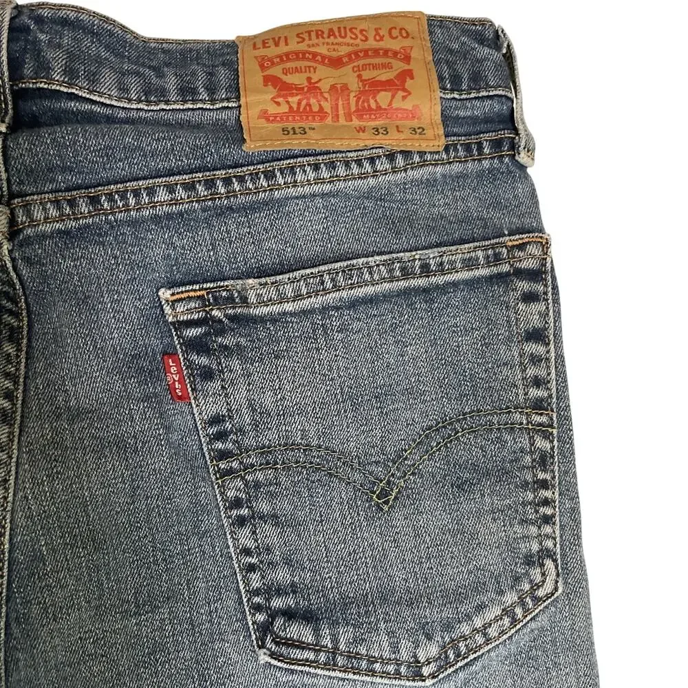 Levis 513 Jeans Men's 33x32 Blue Slim Straight American Stretch Denim